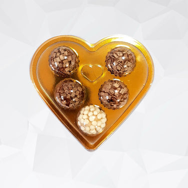 Caixa de Doces em Forma de Coração Transparente/Dourado Metálico com 5 Cavidades (5 unidades)